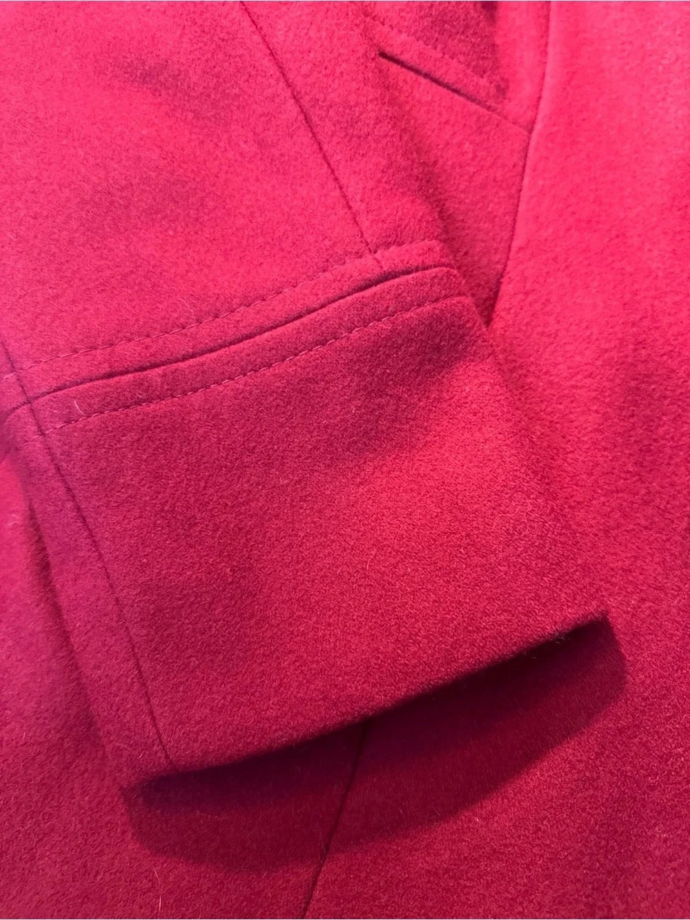 Michael Kors Red Double-Breasted Peacoat with Gold Buttons